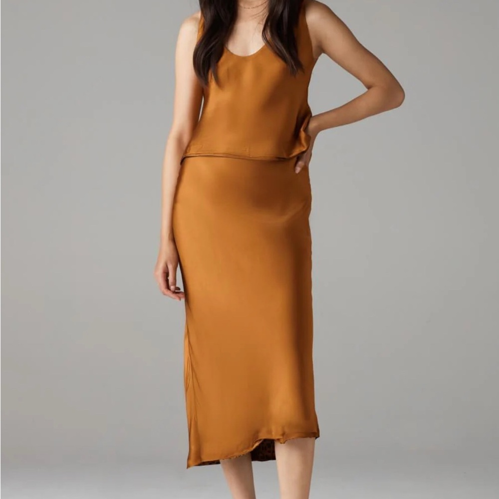 Vetta The Reversible Satin Midi Skirt
